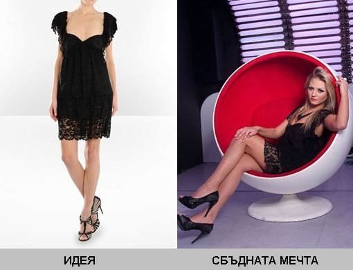 Черна рокля от дантела. Малка черна рокля от Ефреа, произведена в България