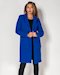 Синьо дамско палто налично в стандартни и големи размери
